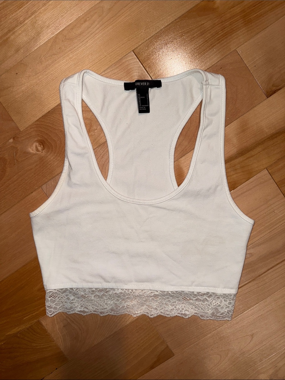 Forever 21 White Lace-Trim Racerback Bralette